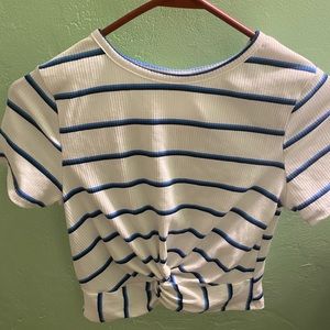 Gaze Striped Twisted Crop Top